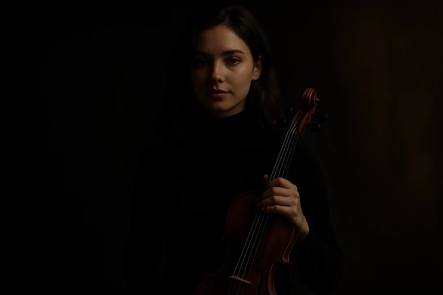 Woman holding a violin